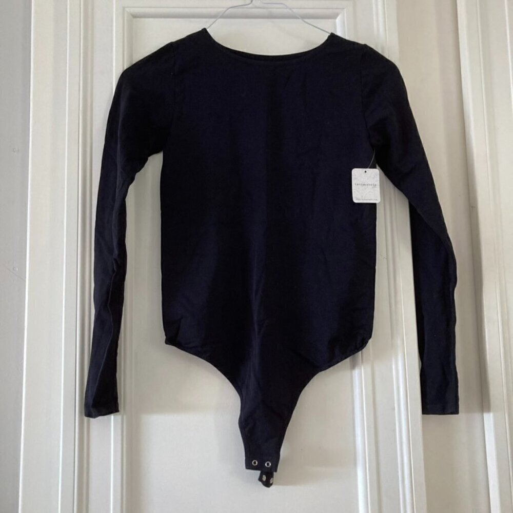 NWT Intimately Free People Lost On You Long Sleeve Bodysuit Black Sz M/L